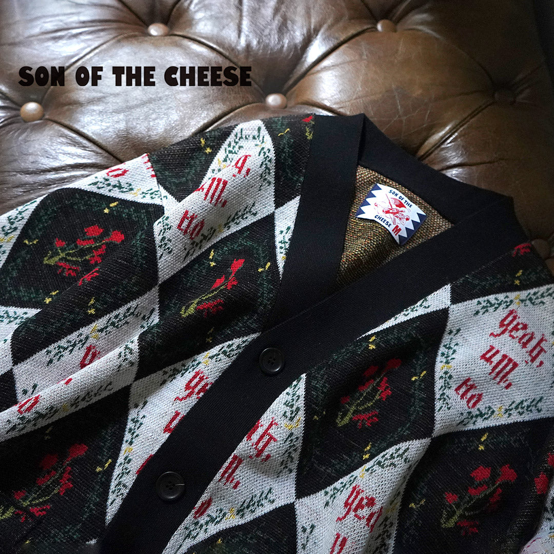 【30%OFF】SON OF THE CHEESE(サノバチーズ) Yeah um no ニットカーディガン