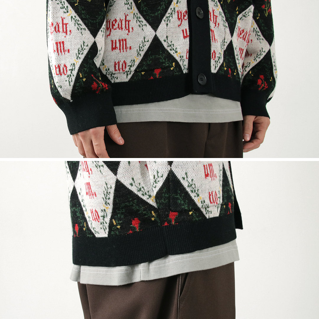 【30%OFF】SON OF THE CHEESE(サノバチーズ) Yeah um no ニットカーディガン