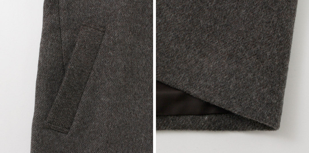 RE MADE IN TOKYO JAPAN(アールイー) ウールメルトン スタンドカラー Pコート