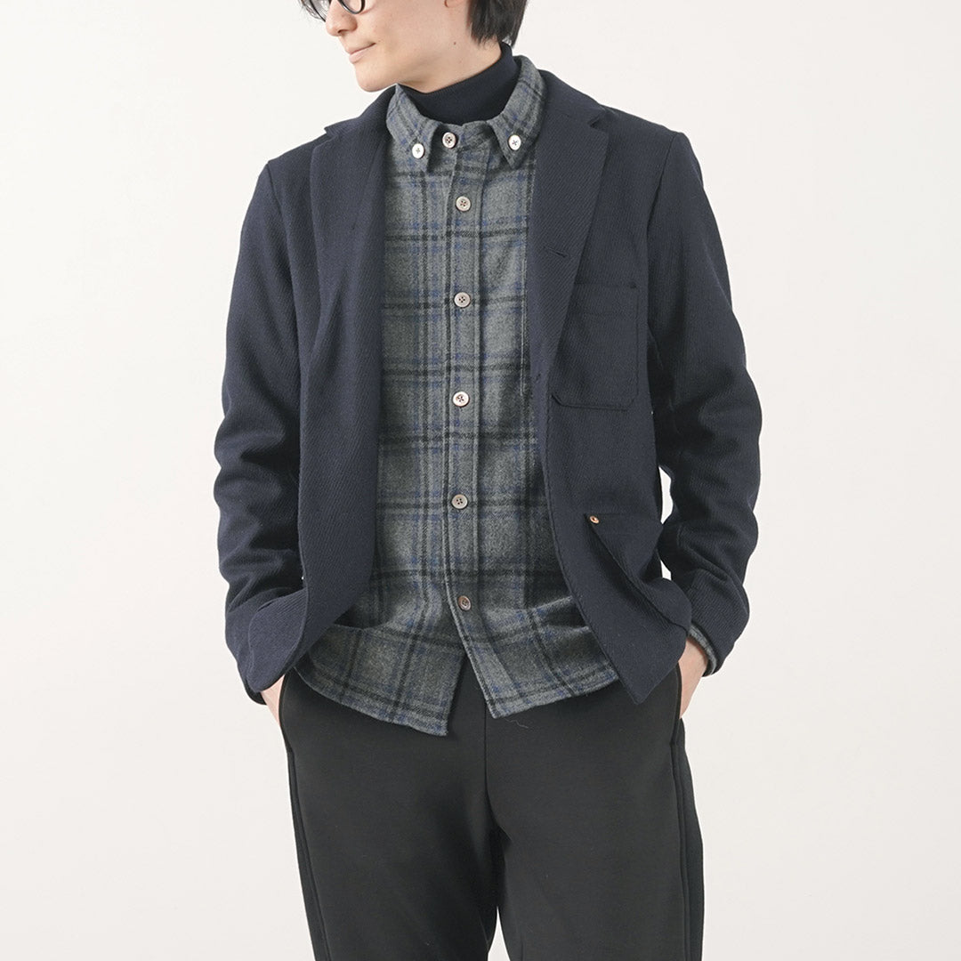 RE MADE IN TOKYO JAPAN(アールイー) ウールカシミアカルゼ カバーオールジャケット