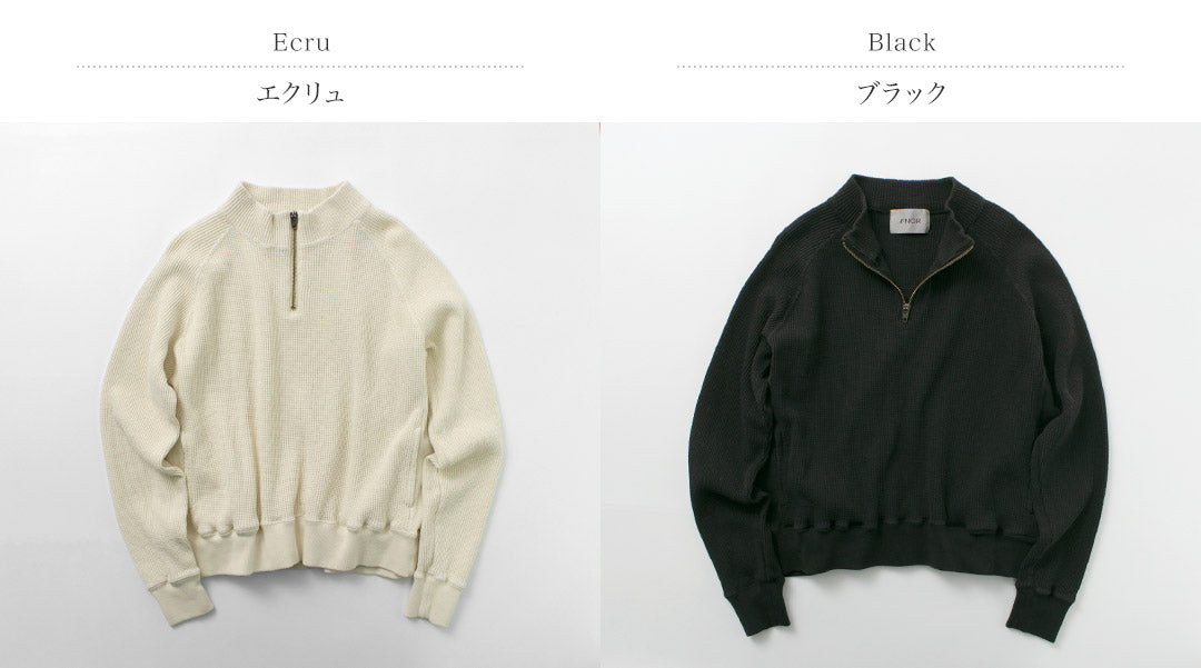 【30%OFF】FNOR(エフノア) オープンエンドワッフル ハーフジッププルオーバー