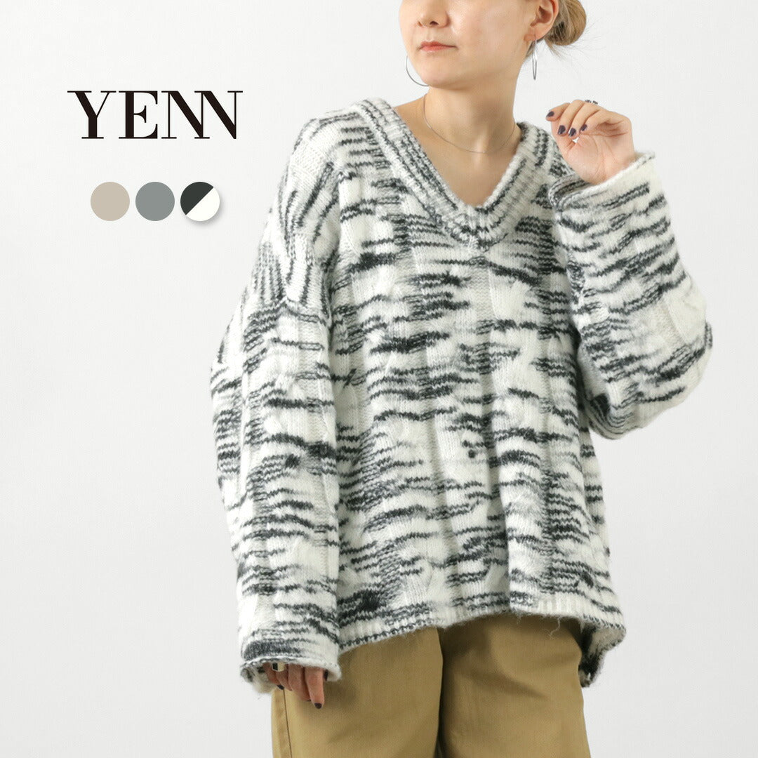 【20%OFF】YENN(イェン) ケーブル パターンニットプルオーバー
