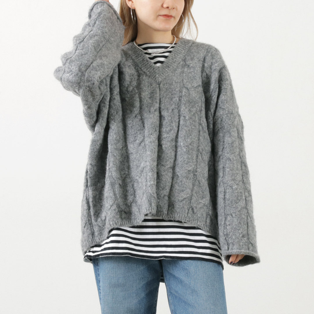 【20%OFF】YENN(イェン) ケーブル パターンニットプルオーバー