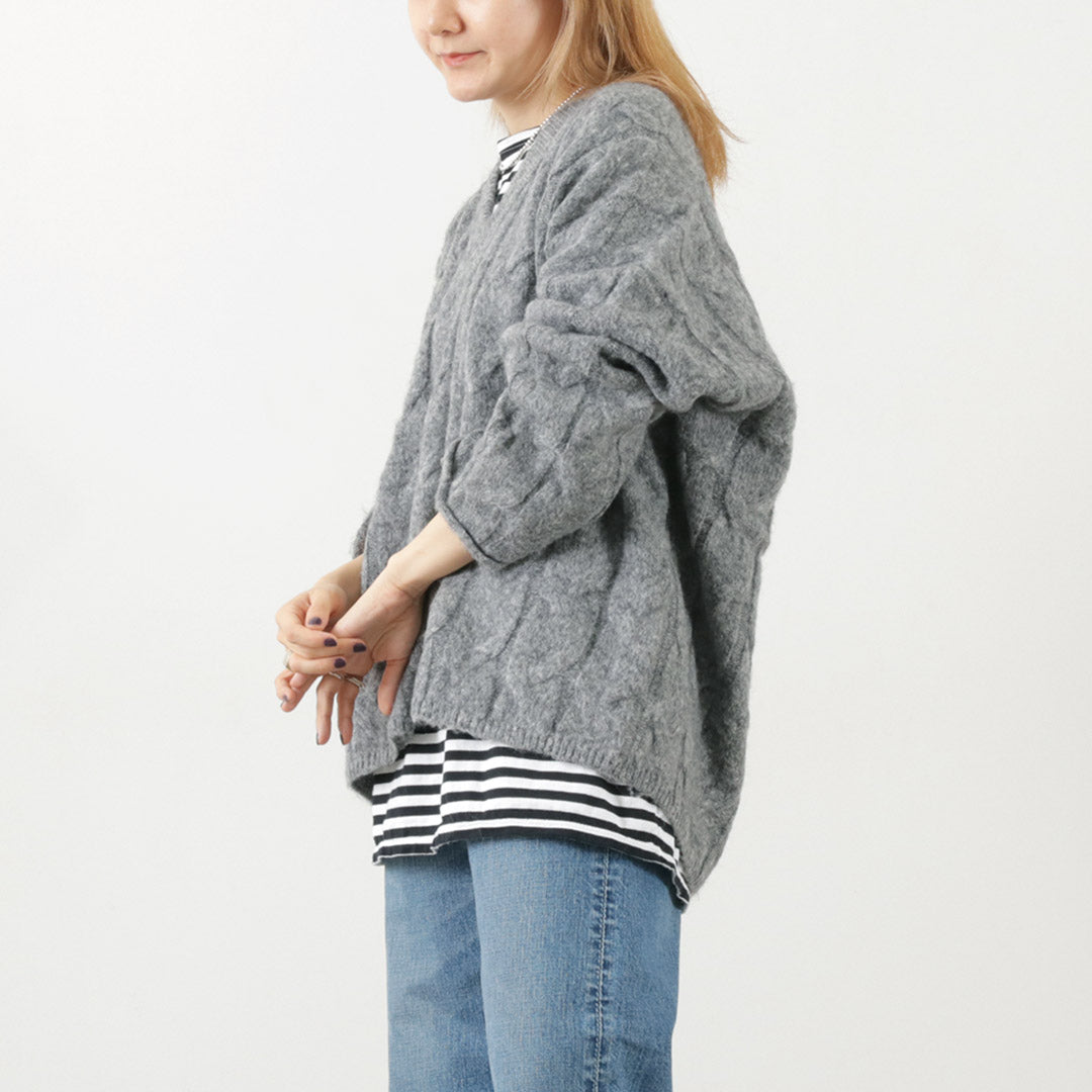 【20%OFF】YENN(イェン) ケーブル パターンニットプルオーバー