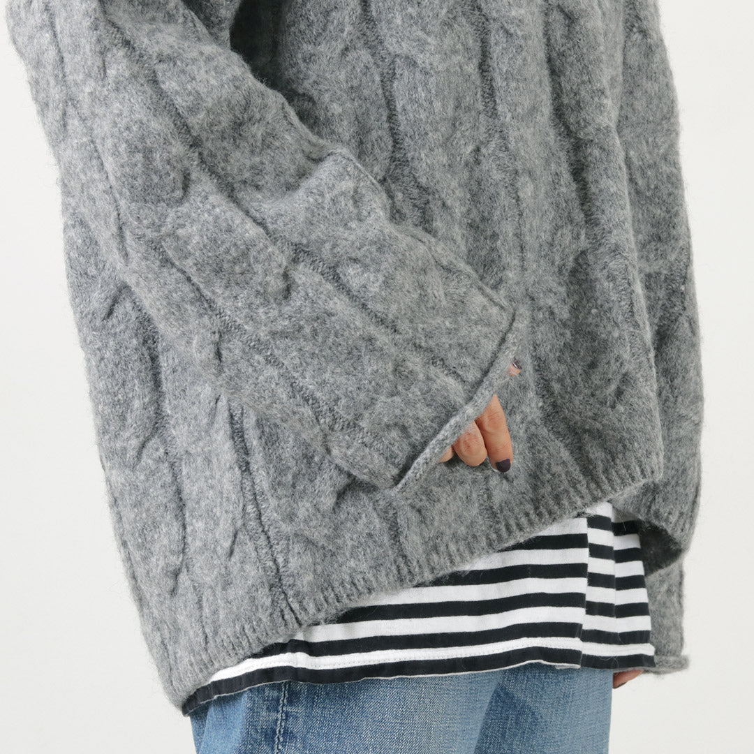 【20%OFF】YENN(イェン) ケーブル パターンニットプルオーバー