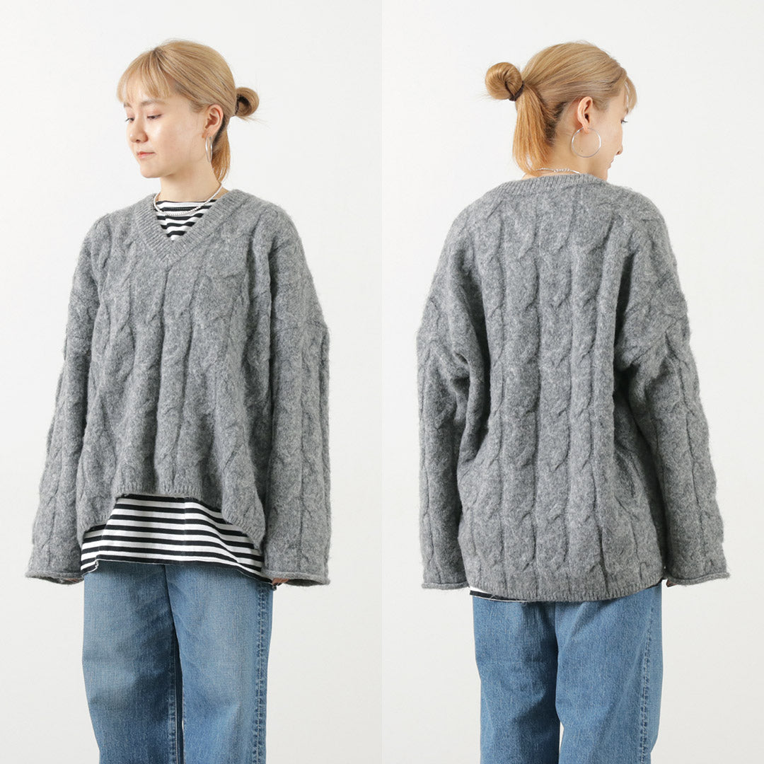 【20%OFF】YENN(イェン) ケーブル パターンニットプルオーバー