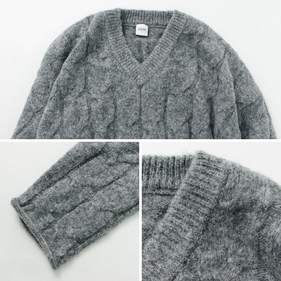 【20%OFF】YENN(イェン) ケーブル パターンニットプルオーバー
