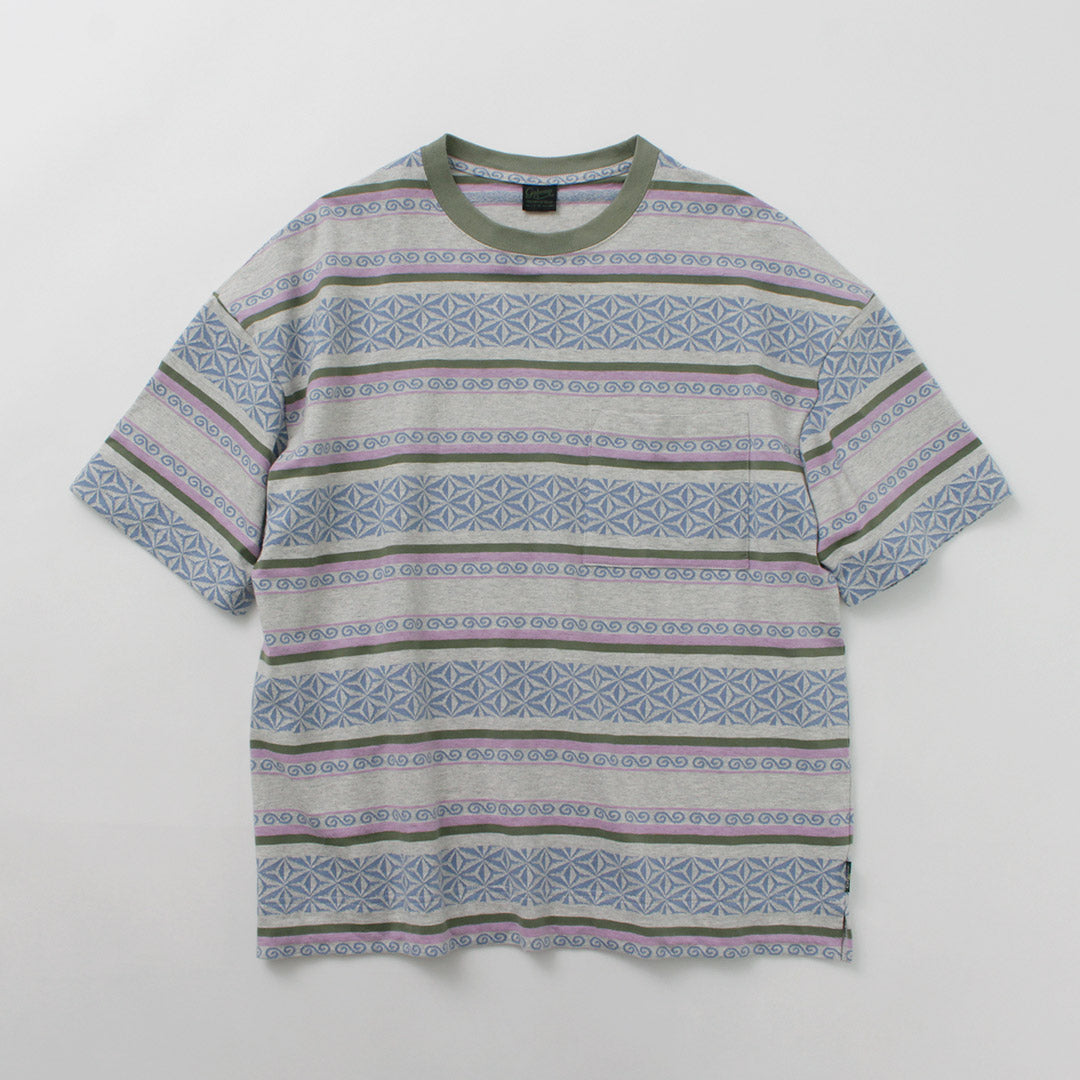 GOHEMP(ゴーヘンプ) ワイド スリット Tシャツ ヘンプ リーフジャガード