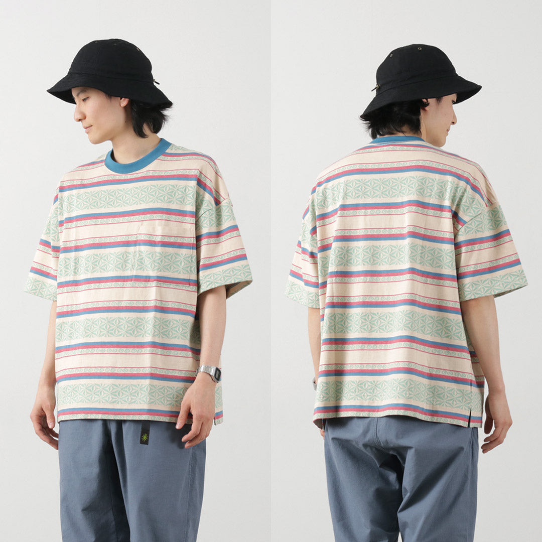 GOHEMP(ゴーヘンプ) ワイド スリット Tシャツ ヘンプ リーフジャガード