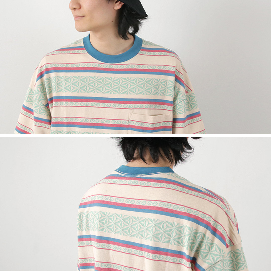 GOHEMP(ゴーヘンプ) ワイド スリット Tシャツ ヘンプ リーフジャガード