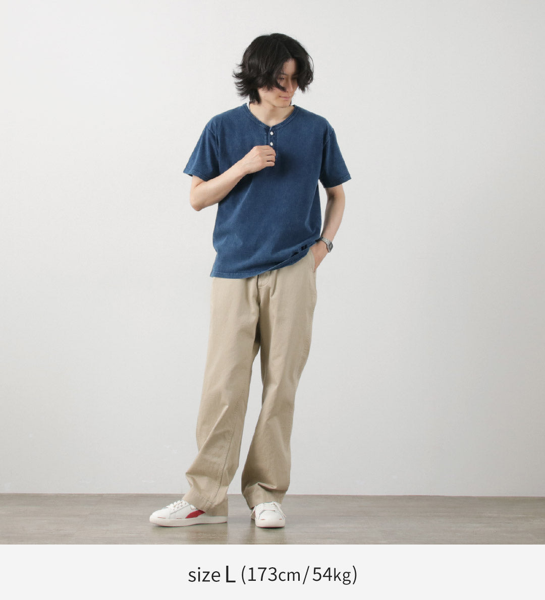 GOOD ON(グッドオン) ショートスリーブ ヘンリーTシャツ/インディゴシェーブ