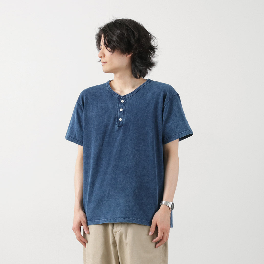 GOOD ON(グッドオン) ショートスリーブ ヘンリーTシャツ/インディゴシェーブ