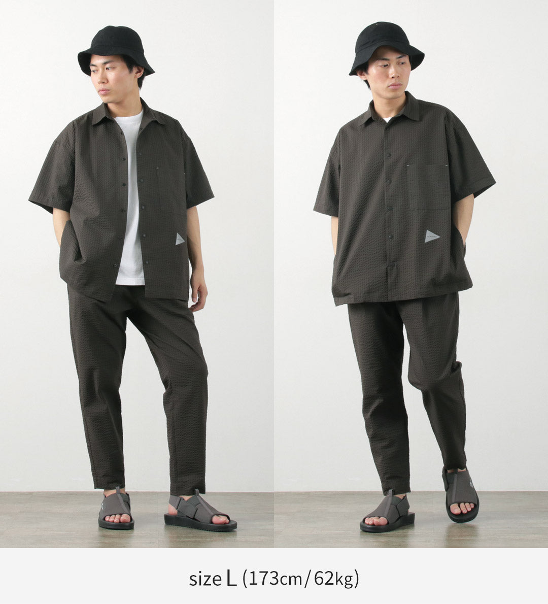 AND WANDER(アンドワンダー) ドライソフト シアサッカー ショートスリーブシャツ