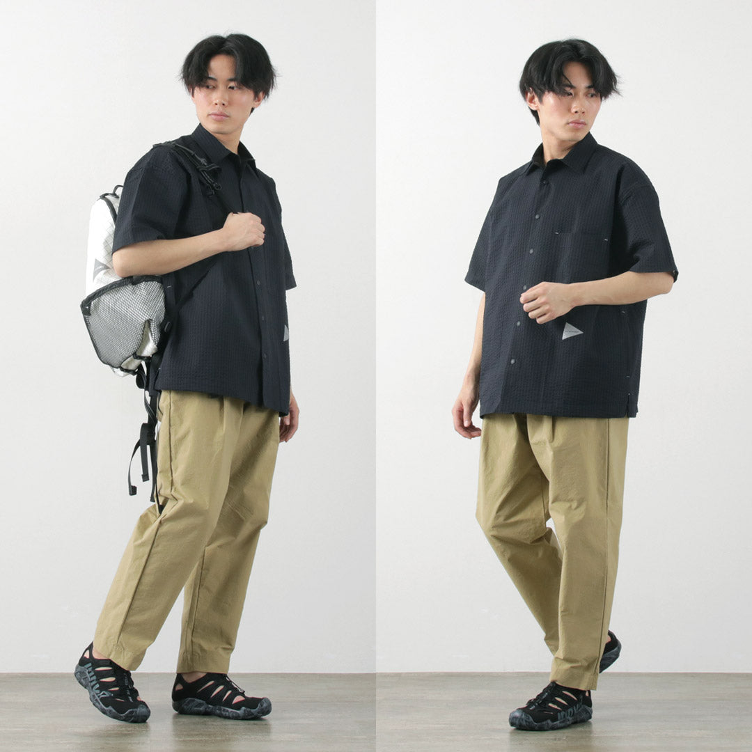 【30%OFF】AND WANDER(アンドワンダー) ドライソフト シアサッカー ショートスリーブシャツ