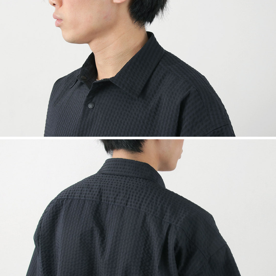 【30%OFF】AND WANDER(アンドワンダー) ドライソフト シアサッカー ショートスリーブシャツ
