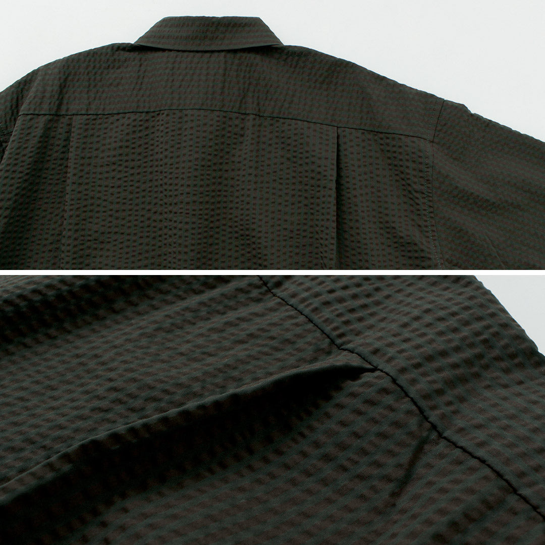 AND WANDER(アンドワンダー) ドライソフト シアサッカー ショートスリーブシャツ