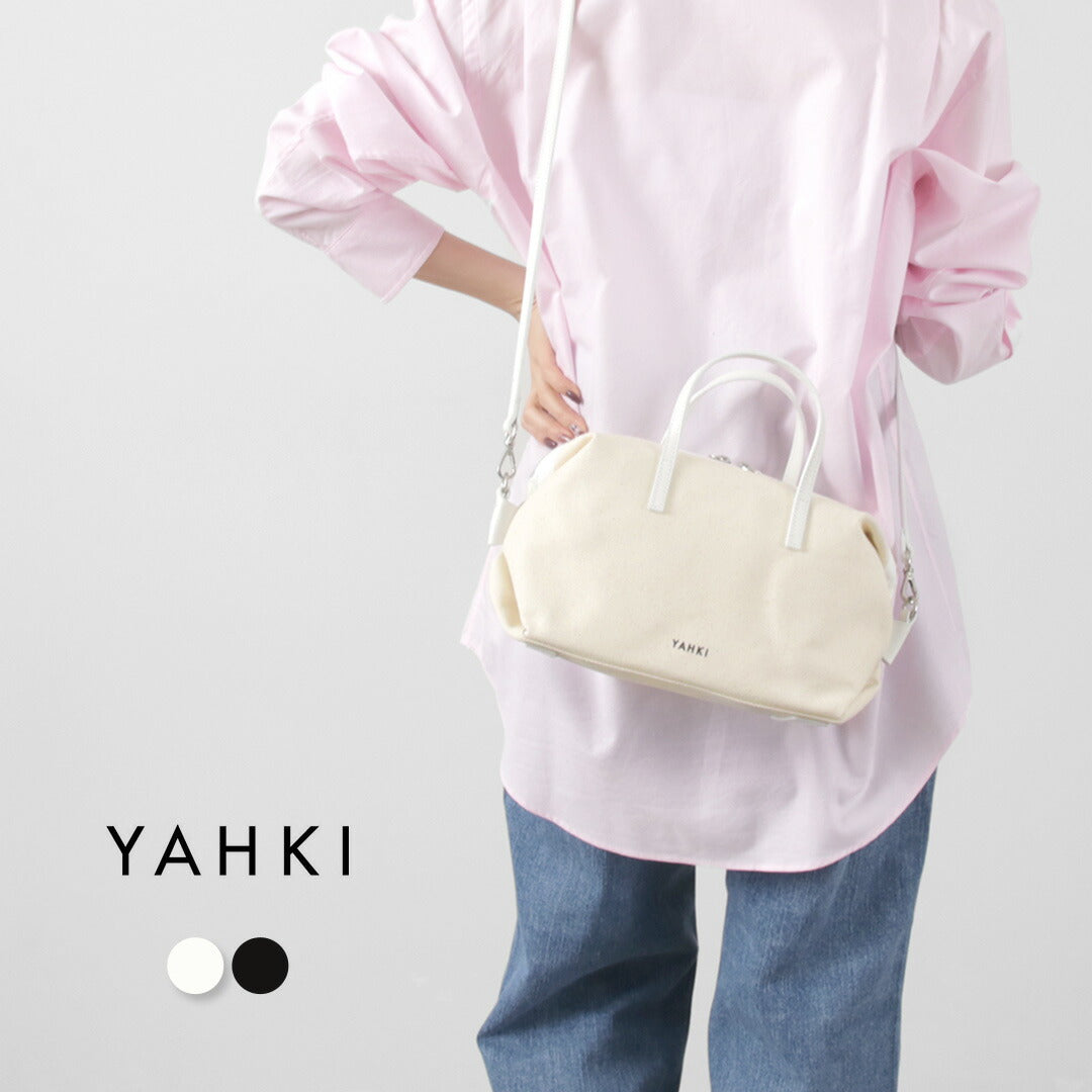 【30%OFF】YAHKI(ヤーキ) レザーパイピング キャンバス ボストンバッグ