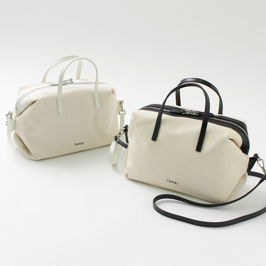 【30%OFF】YAHKI(ヤーキ) レザーパイピング キャンバス ボストンバッグ