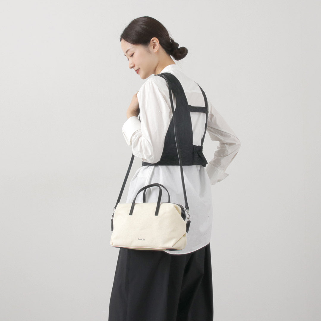 【30%OFF】YAHKI(ヤーキ) レザーパイピング キャンバス ボストンバッグ