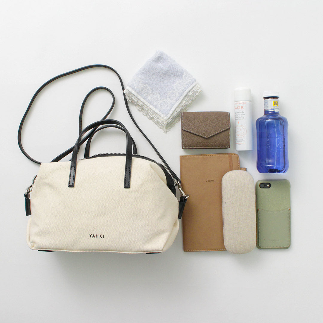 【30%OFF】YAHKI(ヤーキ) レザーパイピング キャンバス ボストンバッグ