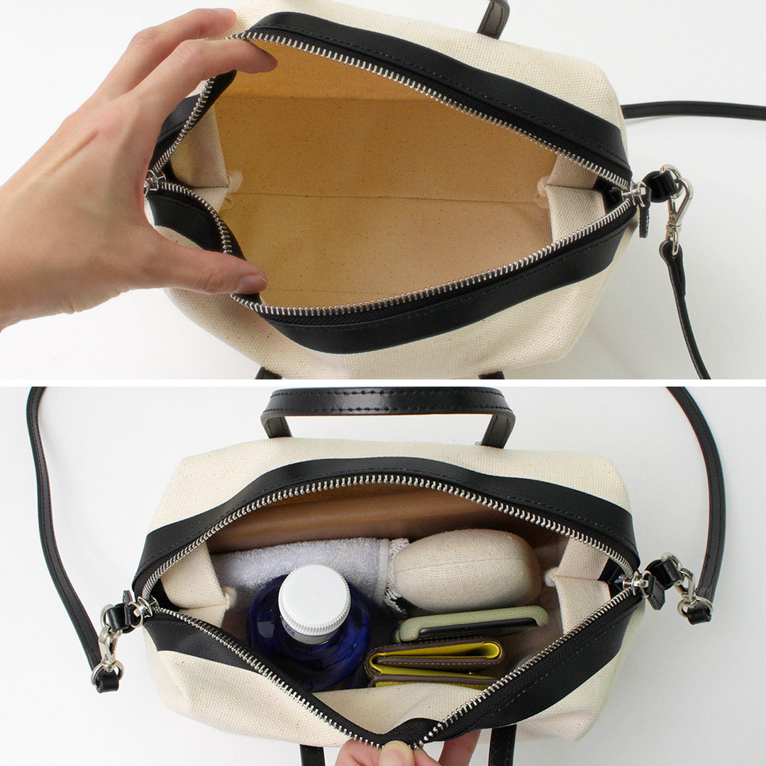 【30%OFF】YAHKI(ヤーキ) レザーパイピング キャンバス ボストンバッグ