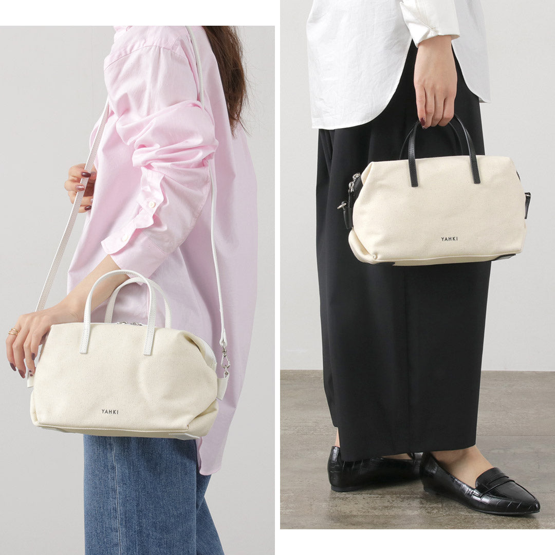 【30%OFF】YAHKI(ヤーキ) レザーパイピング キャンバス ボストンバッグ