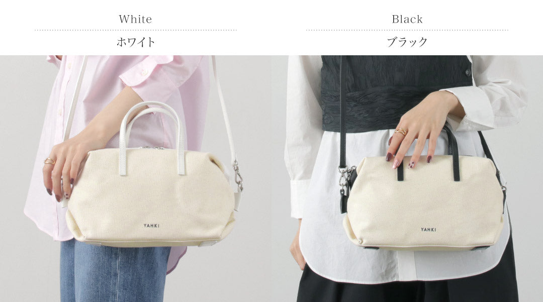 【30%OFF】YAHKI(ヤーキ) レザーパイピング キャンバス ボストンバッグ