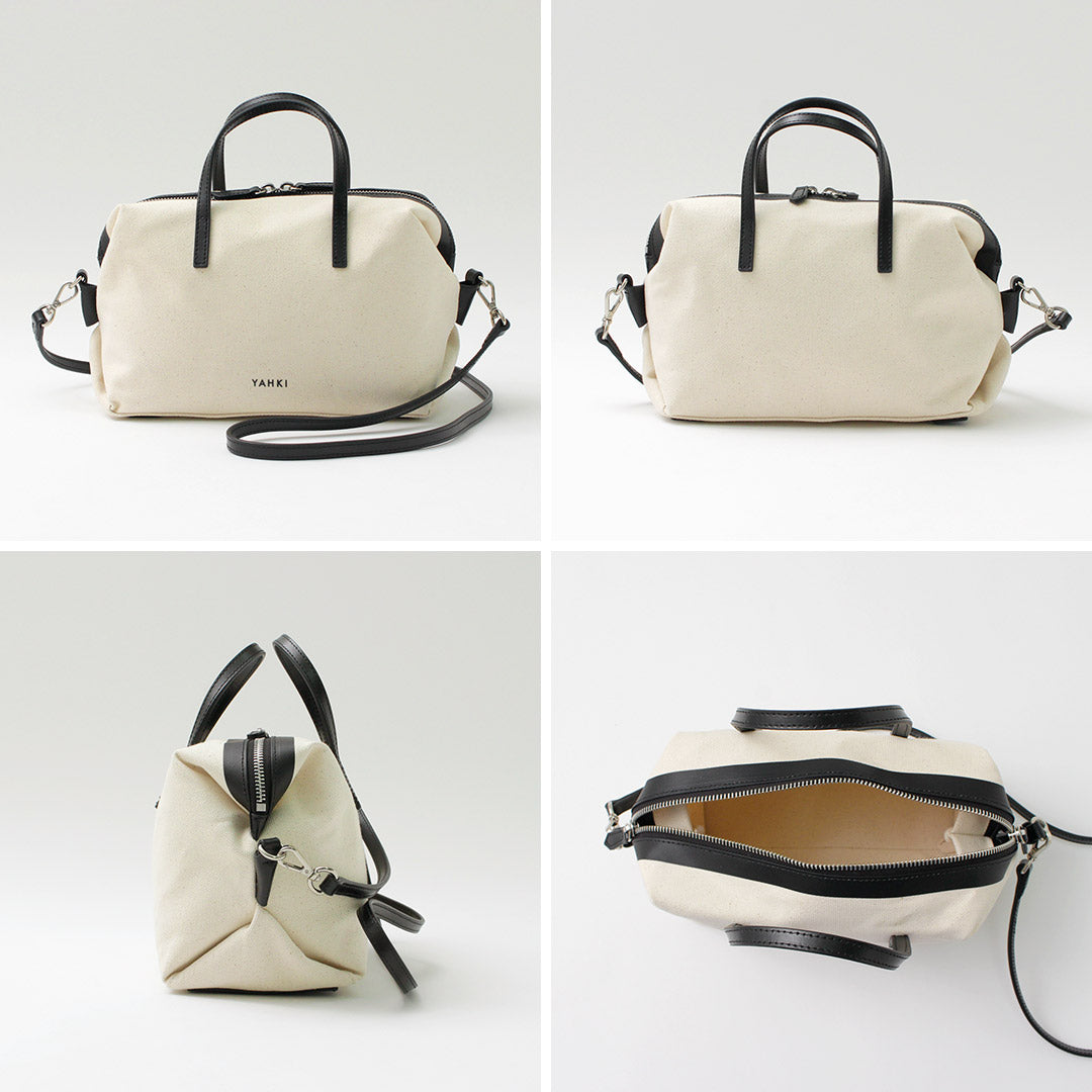 【30%OFF】YAHKI(ヤーキ) レザーパイピング キャンバス ボストンバッグ