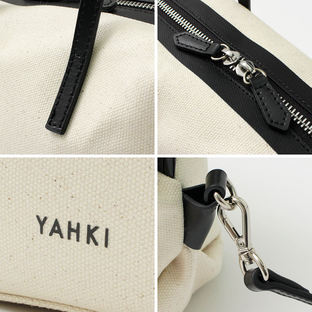 【30%OFF】YAHKI(ヤーキ) レザーパイピング キャンバス ボストンバッグ
