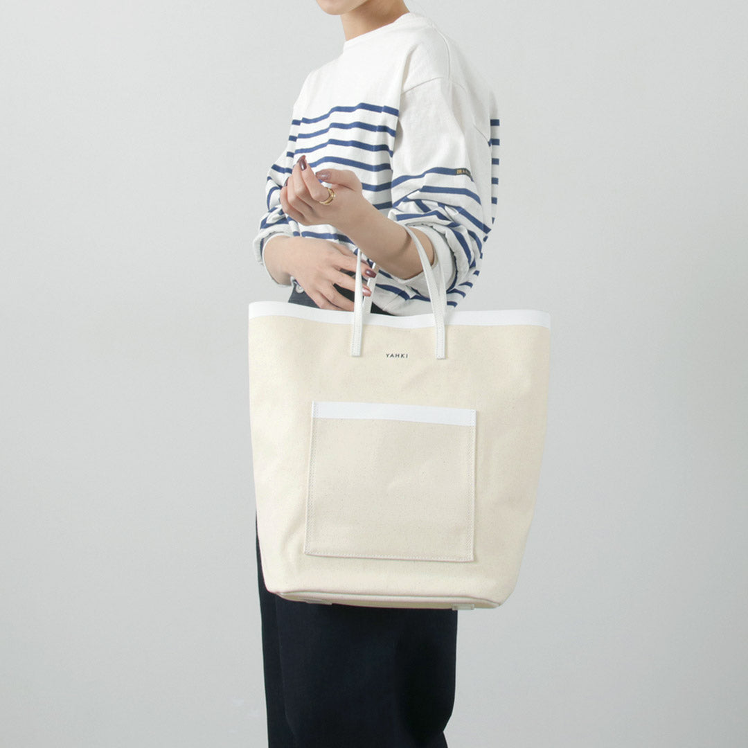【50%OFF】YAHKI(ヤーキ) レザーパイピング キャンバス トート