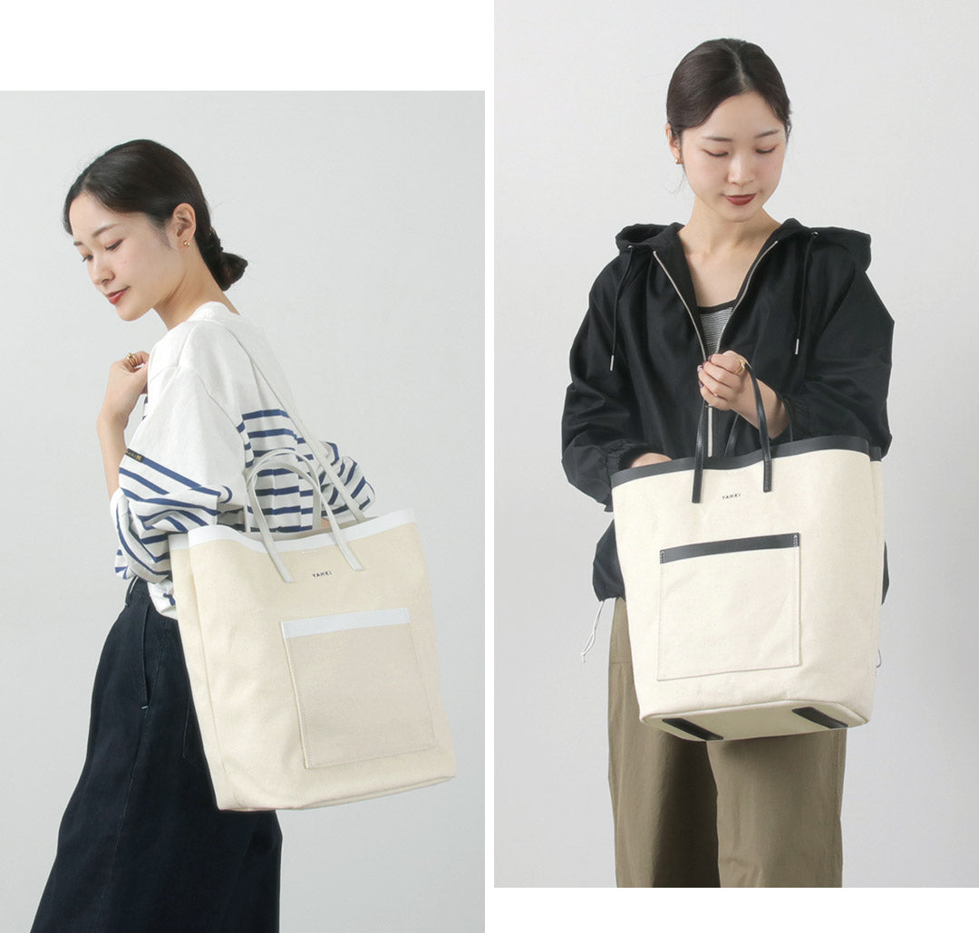 【50%OFF】YAHKI(ヤーキ) レザーパイピング キャンバス トート
