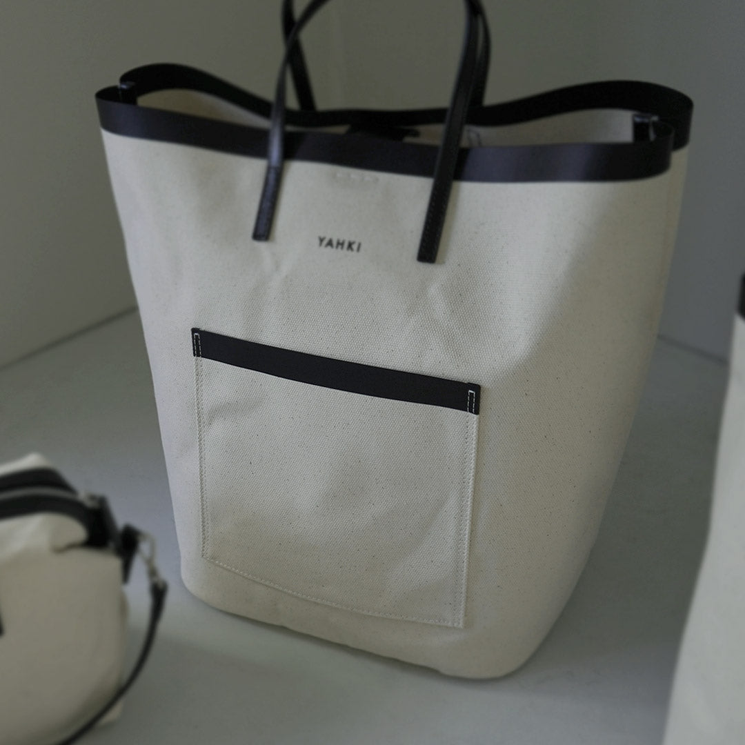 【50%OFF】YAHKI(ヤーキ) レザーパイピング キャンバス トート