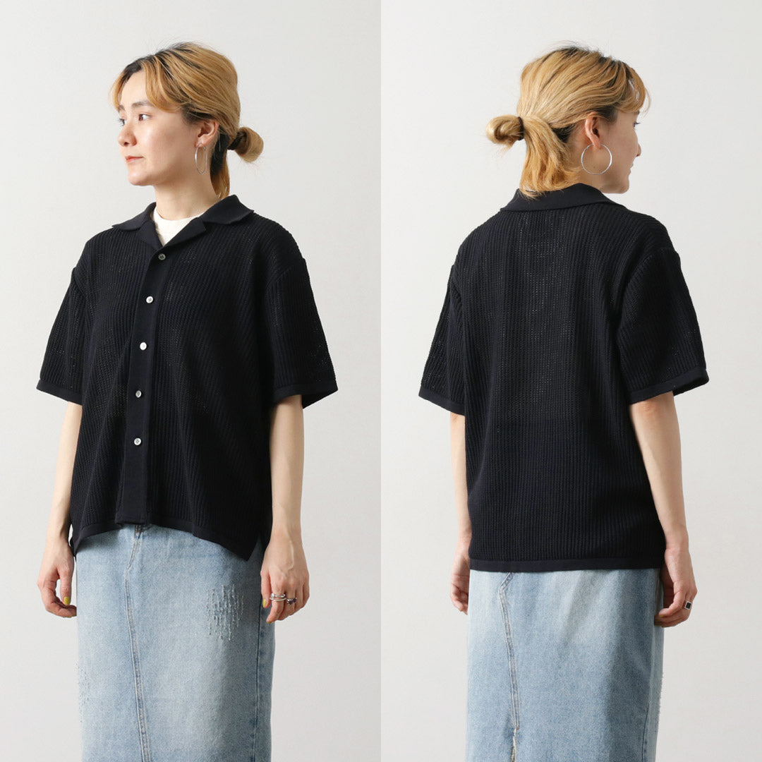 YONETOMI NEW BASIC(ヨネトミニューベーシック) コットン 透かし ニットシャツ