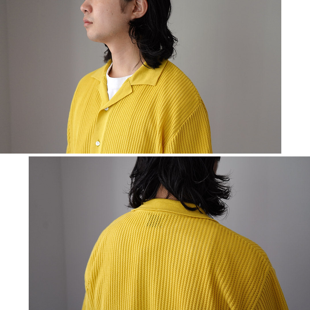 YONETOMI NEW BASIC(ヨネトミニューベーシック) コットン 透かし ニットシャツ