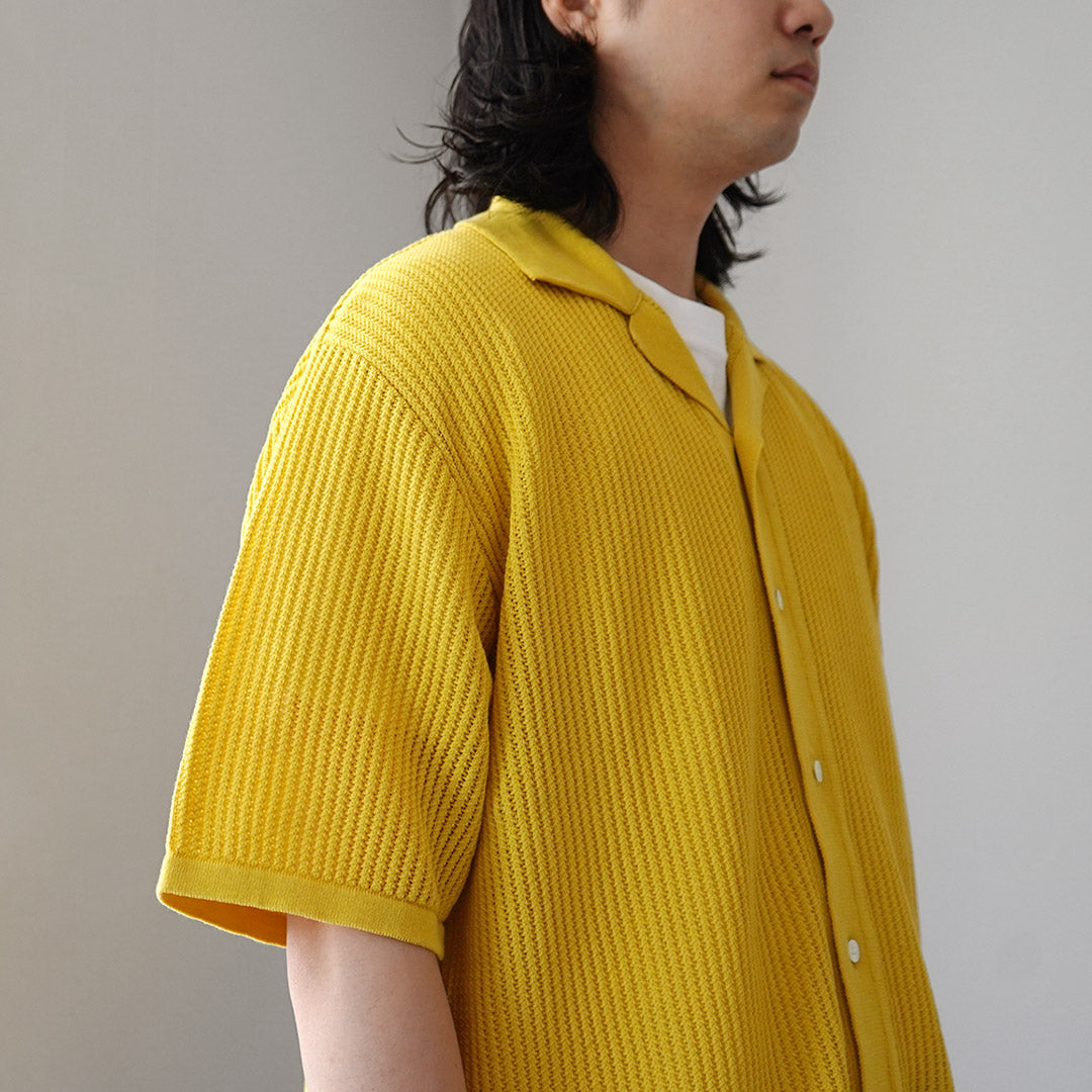 YONETOMI NEW BASIC(ヨネトミニューベーシック) コットン 透かし ニットシャツ