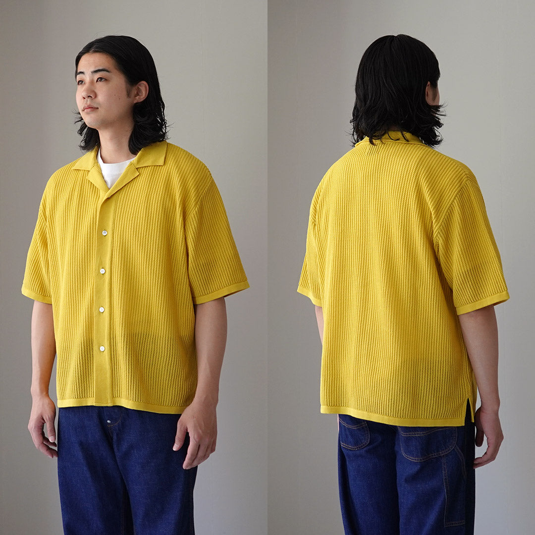 YONETOMI NEW BASIC(ヨネトミニューベーシック) コットン 透かし ニットシャツ