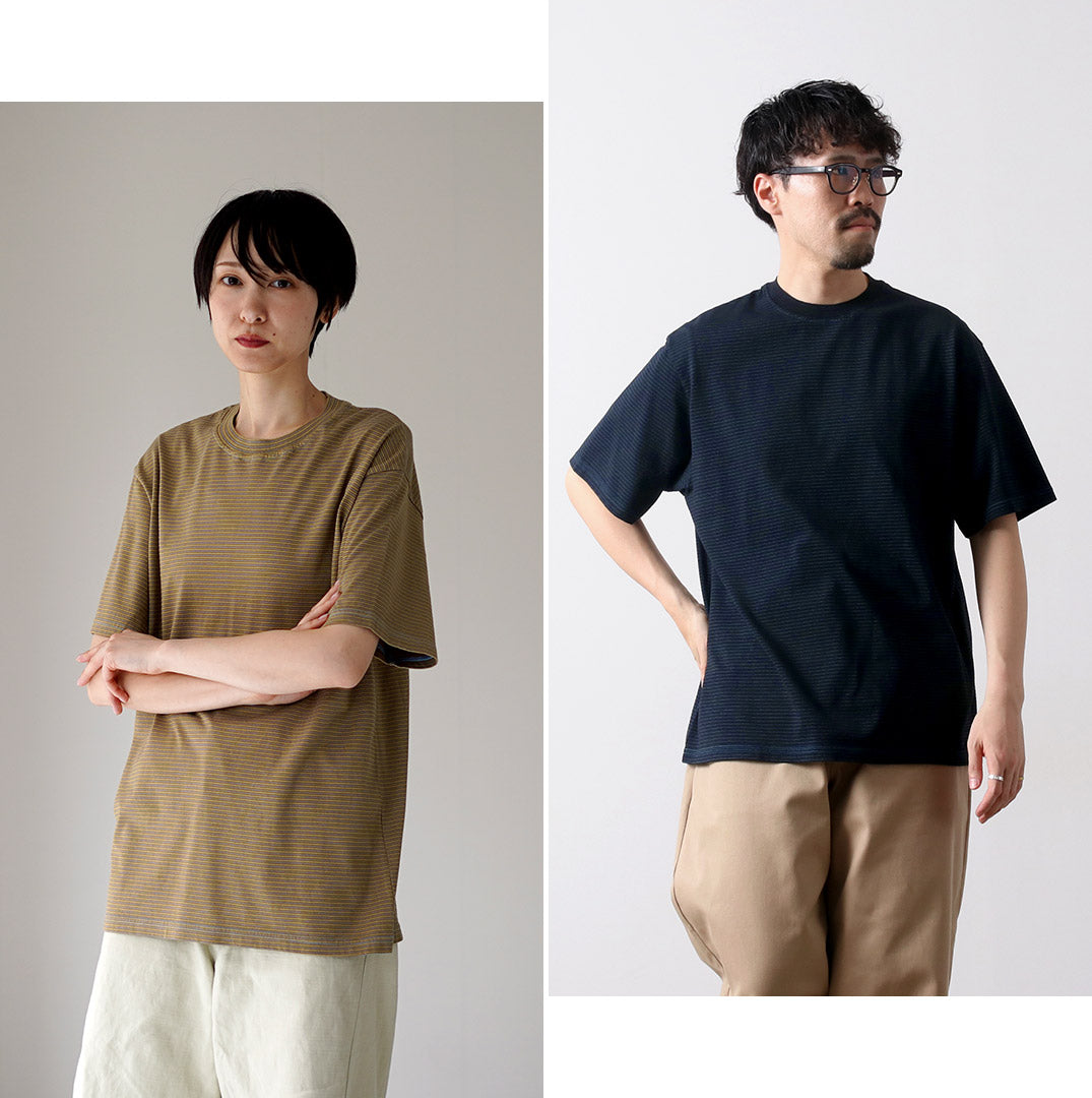 YONETOMI NEW BASIC(ヨネトミニューベーシック) ガーメントダイ ボーダーTシャツ