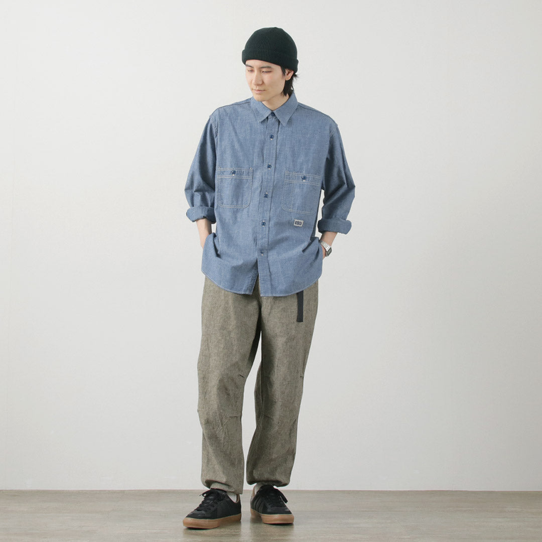 【30%OFF】ILL ONE EIGHTY(イルワンエイティー) シャンブレー ワークシャツ