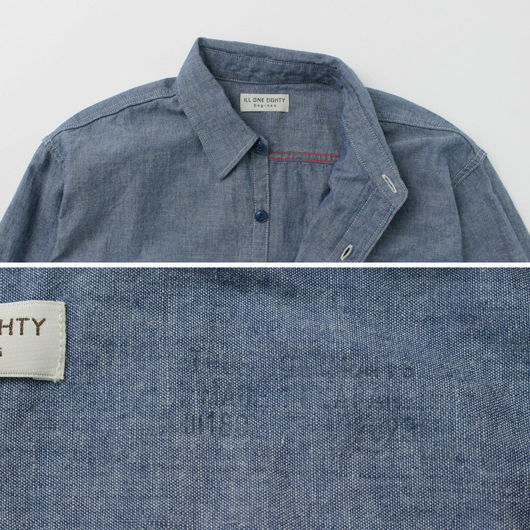 【30%OFF】ILL ONE EIGHTY(イルワンエイティー) シャンブレー ワークシャツ