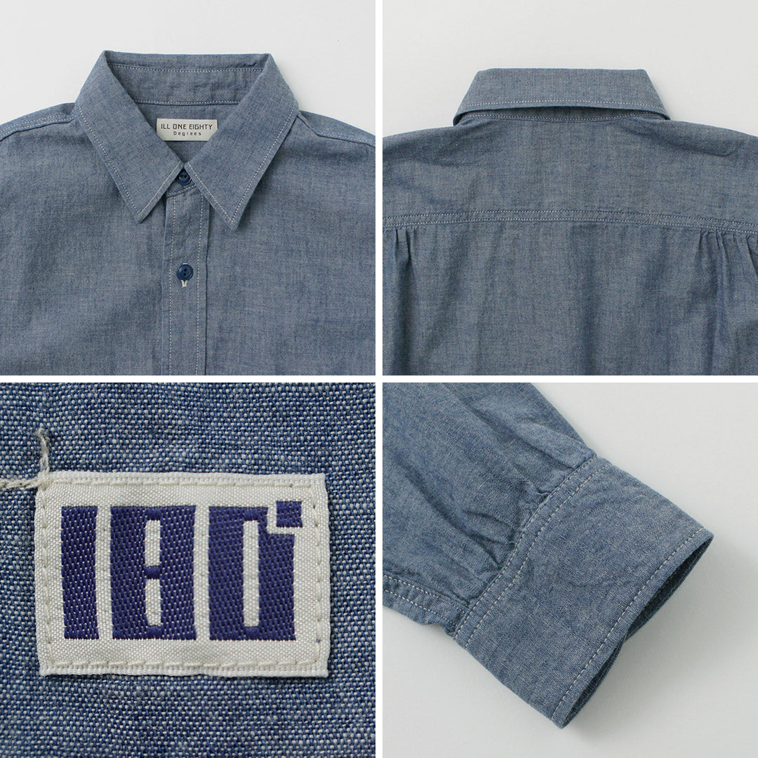【30%OFF】ILL ONE EIGHTY(イルワンエイティー) シャンブレー ワークシャツ