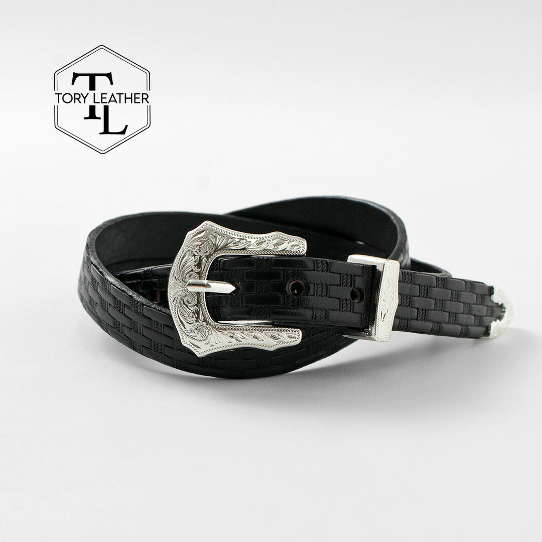 TORY LEATHER(トリーレザー) 3/4インチ ウエスタンベルト バスケットウィーブ