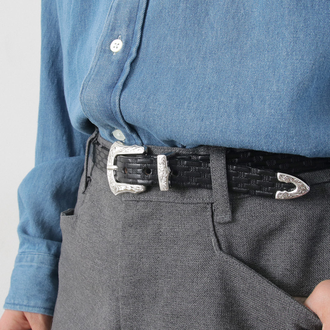 TORY LEATHER(トリーレザー) 3/4インチ ウエスタンベルト バスケットウィーブ