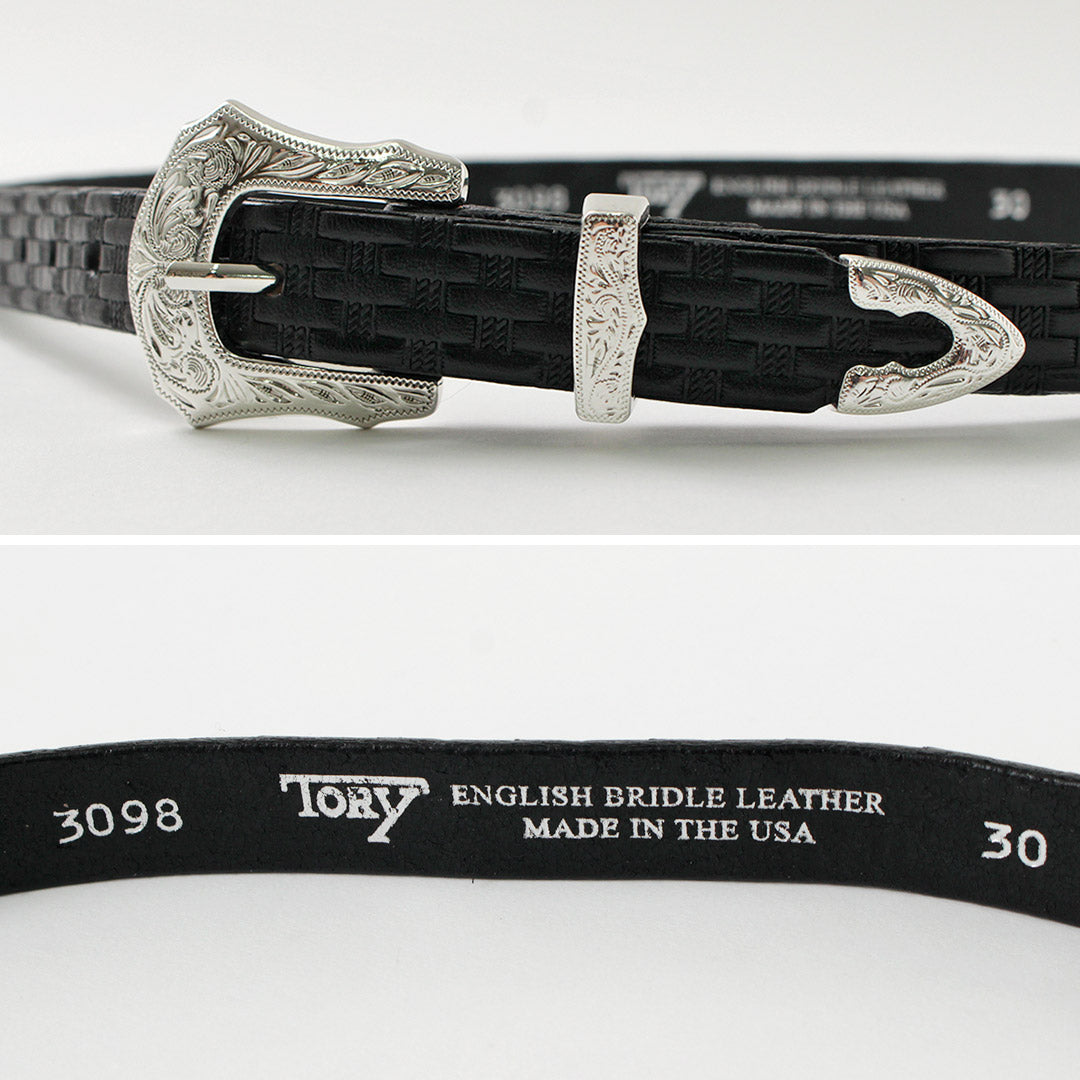 TORY LEATHER(トリーレザー) 3/4インチ ウエスタンベルト バスケットウィーブ