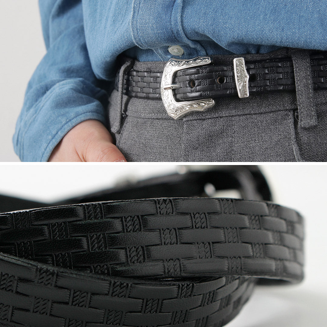 TORY LEATHER(トリーレザー) 3/4インチ ウエスタンベルト バスケットウィーブ