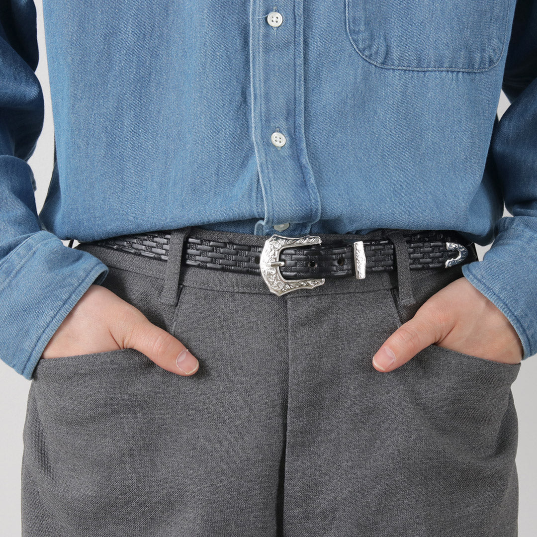 TORY LEATHER(トリーレザー) 3/4インチ ウエスタンベルト バスケットウィーブ