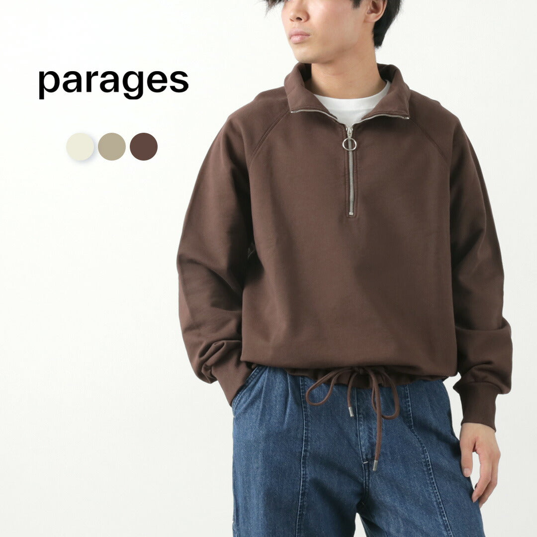 【30%OFF】PARAGES(パハージ) バトル ハーフジップ スウェット