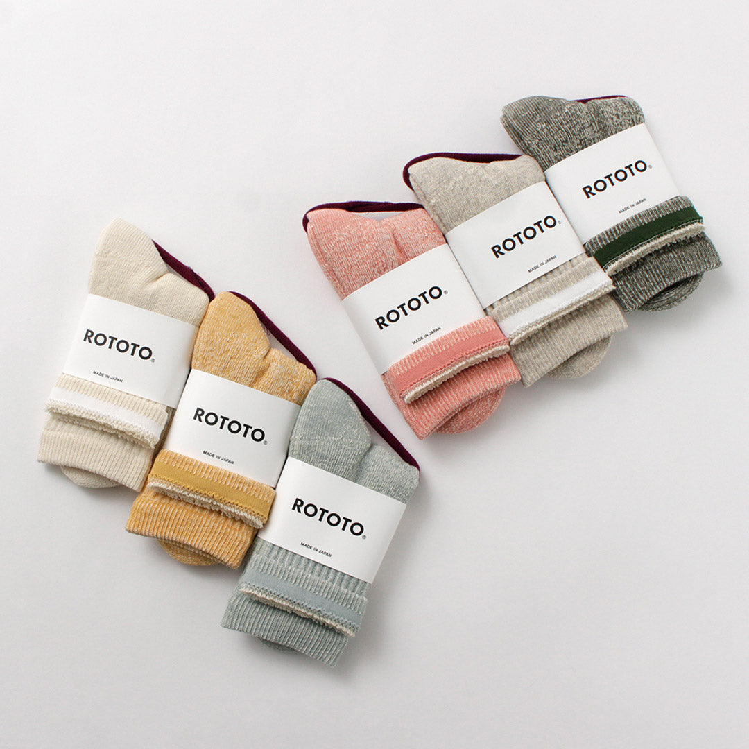 ROTOTO(ロトト)ダブルフェイス ミニクルーソックス オーガニックコットン