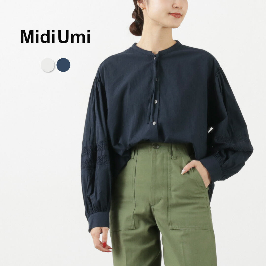 MIDIUMI(ミディウミ) レースミックス ボウタイ シャツ