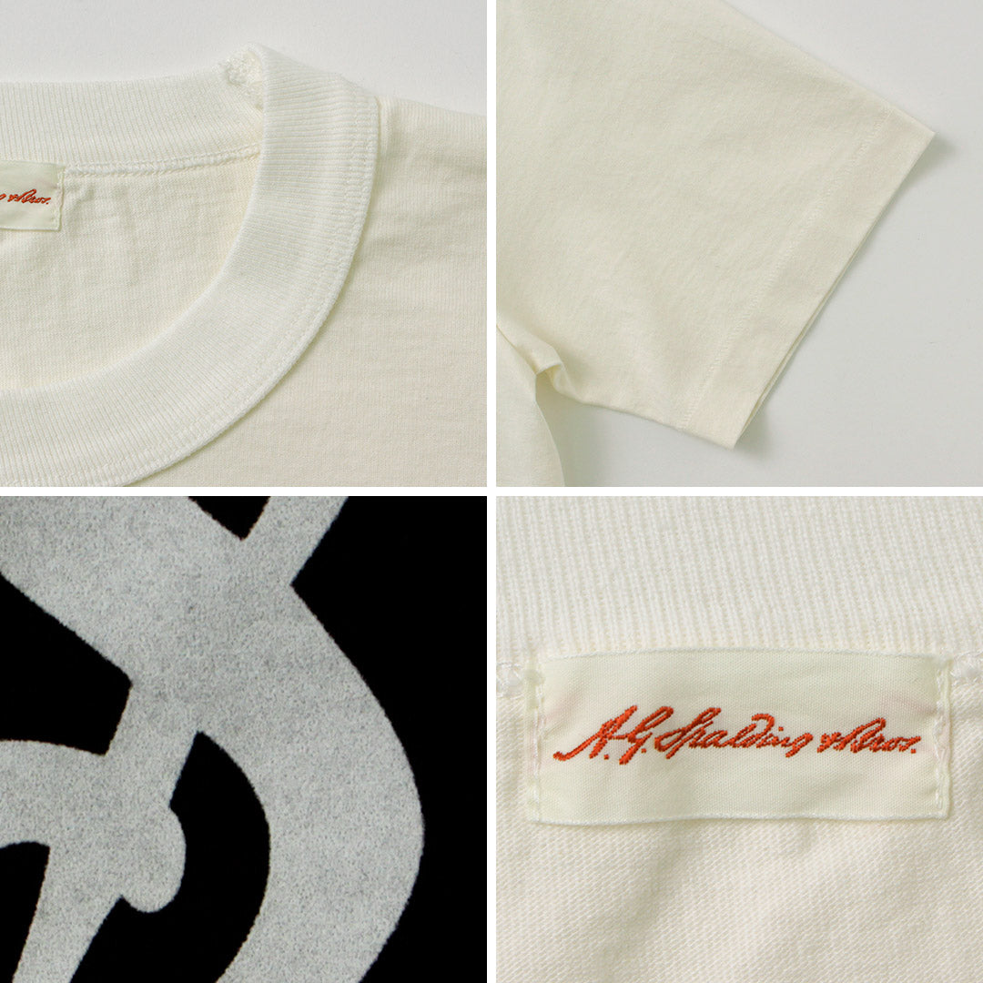 A.G.SPALDING&BROS(A.G.スポルディング&ブロス) 14/天竺 フェルトレター ショートスリーブ Tシャツ Sロゴ