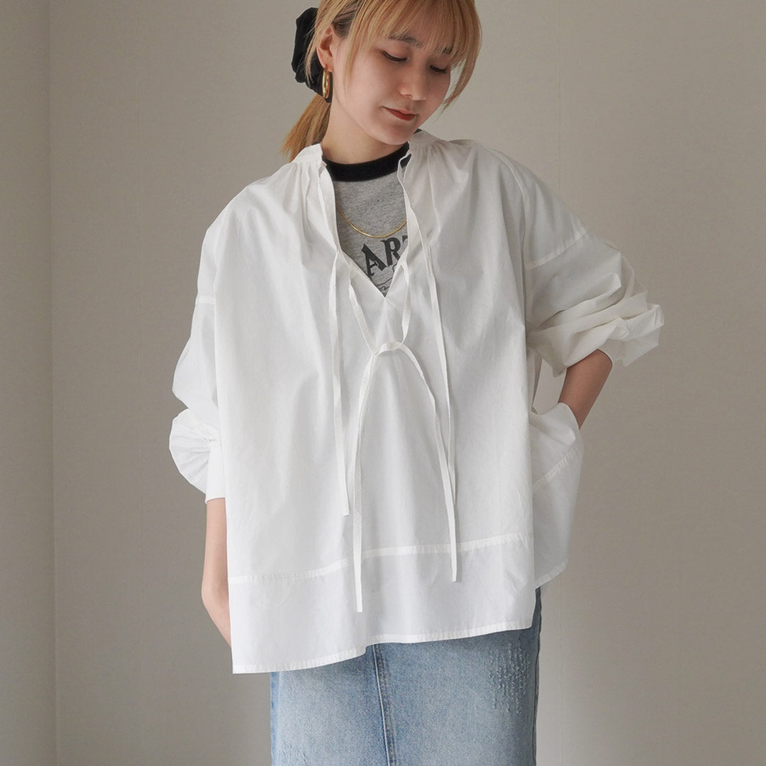 【30%OFF】KHA:KI(カーキ) 2WAY スキッパー チャーチ ブラウス